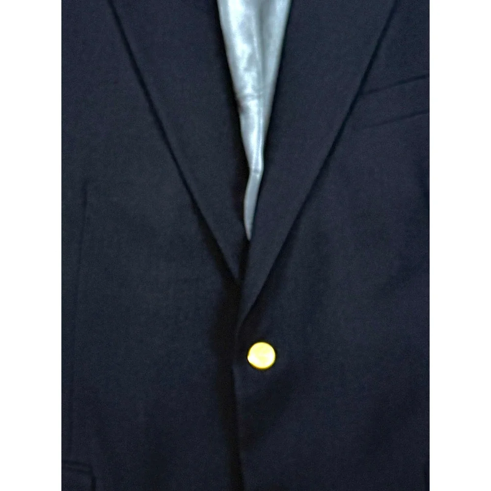 Stafford Mens 46L Navy Sport Coat Blazer Jacket Gold Buttons Classic Preppy 1797
